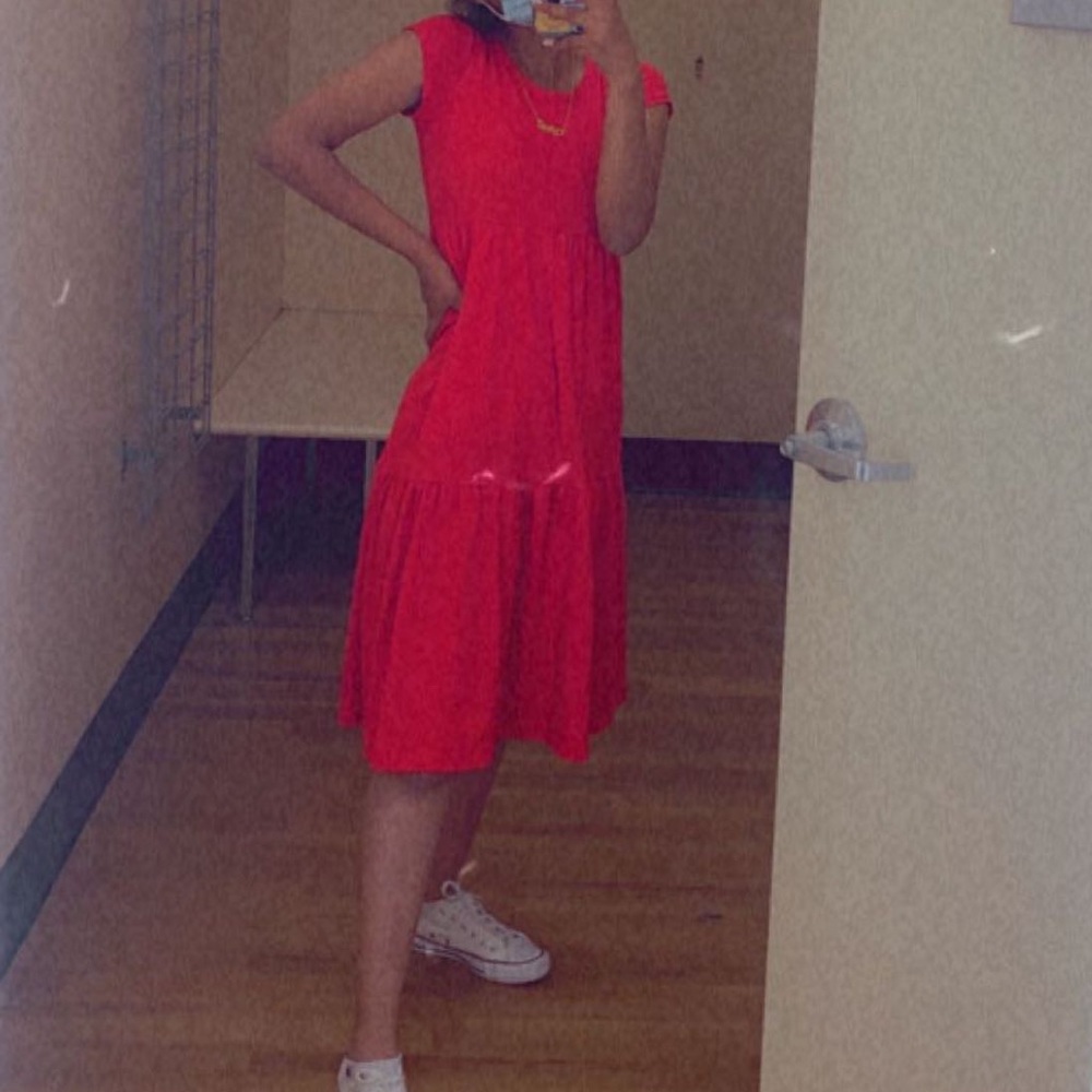 Zenana Size S Baby Doll dress color Red stretchy